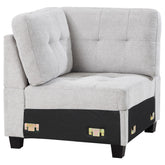 Georgina Upholstered Corner Chair Steel Beige - MyWaynesHome #