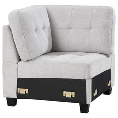 Georgina Upholstered Corner Chair Steel Beige - MyWaynesHome #