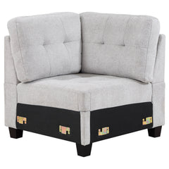 Georgina Upholstered Corner Chair Steel Beige - MyWaynesHome #