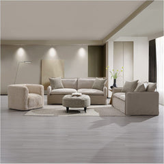Upendo - Loveseat With 2 Pillows - Beige Linen
