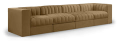 Rummi - Velvet Performance Fabric Upholstered 4 Piece Modular Sofa