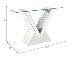 Noralie - Console Table - Clear Glass, Mirrored & Faux Diamonds