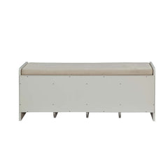 Berci - Bench With Storage - Beige Fabric & White