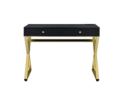 Coleen - Writing Desk With USB (Same Ac00894) - Black & Brass