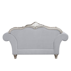 Pelumi - Loveseat With 5 Pillows - Light Gray Linen & Platinum