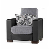 Ottomanson Armada - Upholstered Convertible Armchair With Storage - Gray/Black PU Polyester