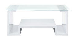 Nevaeh - Coffee Table - Clear Glass Top & White High Gloss