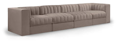Rummi - Velvet Performance Fabric Upholstered 4 Piece Modular Sofa