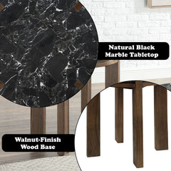 Estella - End Table With Natural Marble Top - Black Top & Walnut