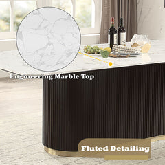 Clayten - Dining Table With Marble Top - White / Espresso