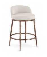 Ferro - Upholstered Counter Stool With Brushed Bronze Base