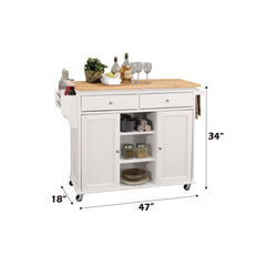 Tullarick - Kitchen Cart - Natural Wooden Top & White