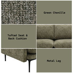Dalton - Sofa With 2 Pillows - Green
