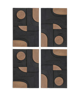 Element - 50" Mango Wood 4 Piece Wall Art - Natural / Black