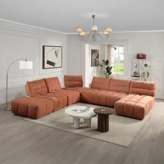 Loanna - Modular - Chaise - Coral Red Chenille