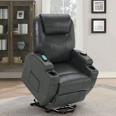 Sanger Upholstered Power Lift Massage Recliner Charcoal Grey - MyWaynesHome #