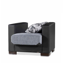 Ottomanson Armada - Upholstered Convertible Armchair With Storage - Gray/Black PU Polyester