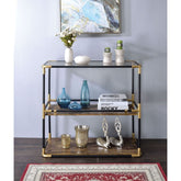 Heleris - Console Table - Smoky Glass Top & Black & Gold