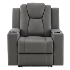Leuco - Power Motion Recliner With Cup Holder, Control, LED & Power Headrest - Gray