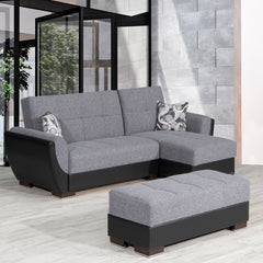 Ottomanson Armada Air - Upholstered Ottoman With Storage - Gray/Black PU Polyester