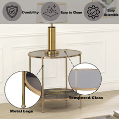 Fiorella - End Table - Black Marble Print & Champagne