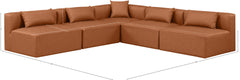 Cube - 5 Piece Modular Corner Armless Sectional - Cognac