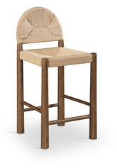 Bohemia - Taburete de mostrador de madera maciza y cuerda de hierba marina tejida - Beige