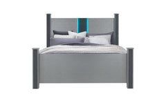 Logan - 4 Piece Full Bedroom Set (Full Bed With LED And Speakers, Dresser, Mirror And Nightstand) - Silver