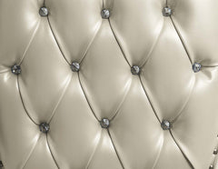 Vanaheim - Eastern King Bed - Beige Synthetic Leather & Antique White