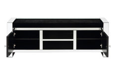 Noralie - 59" Bench With Storage - Mirrored & Faux Diamonds