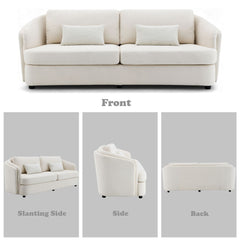 Mariko - Sofa With 2 Pillows - Beige Linen