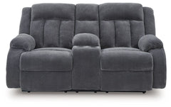 Observation - Double Reclining Power Loveseat With Console - Steel