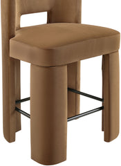 Zuno - Velvet Performance Fabric Upholstered Counter Stool (Set of 2) - Saddle
