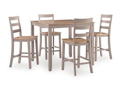 Harperfeld - Dining Room Counter Table Set (Set of 5) - Natural / Gray