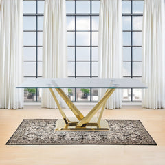 Barnard - Dining Table - Clear Glass & Mirrored Gold