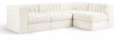 Rummi - Velvet Performance Fabric Upholstered 4 Piece Modular Sectional