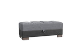 Ottomanson Armada X - Upholstered Convertible Wood Trimmed Ottoman With Storage - Gray/Black PU Polyester