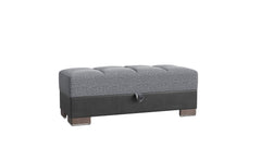 Ottomanson Armada X - Upholstered Convertible Wood Trimmed Ottoman With Storage - Gray/Black PU Polyester