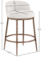 Ferro - Linen Textured Performance Fabric Upholstered Counter Stool - Cream / Brushed Bronze