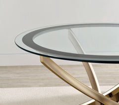 Brooke Round Glass Top Side End Table Metal Base Brass - MyWaynesHome #