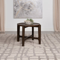 Cota Round Solid Wood End Table Dark Brown - MyWaynesHome #