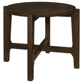 Cota Round Solid Wood End Table Dark Brown - MyWaynesHome #