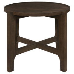 Cota Round Solid Wood End Table Dark Brown - MyWaynesHome #