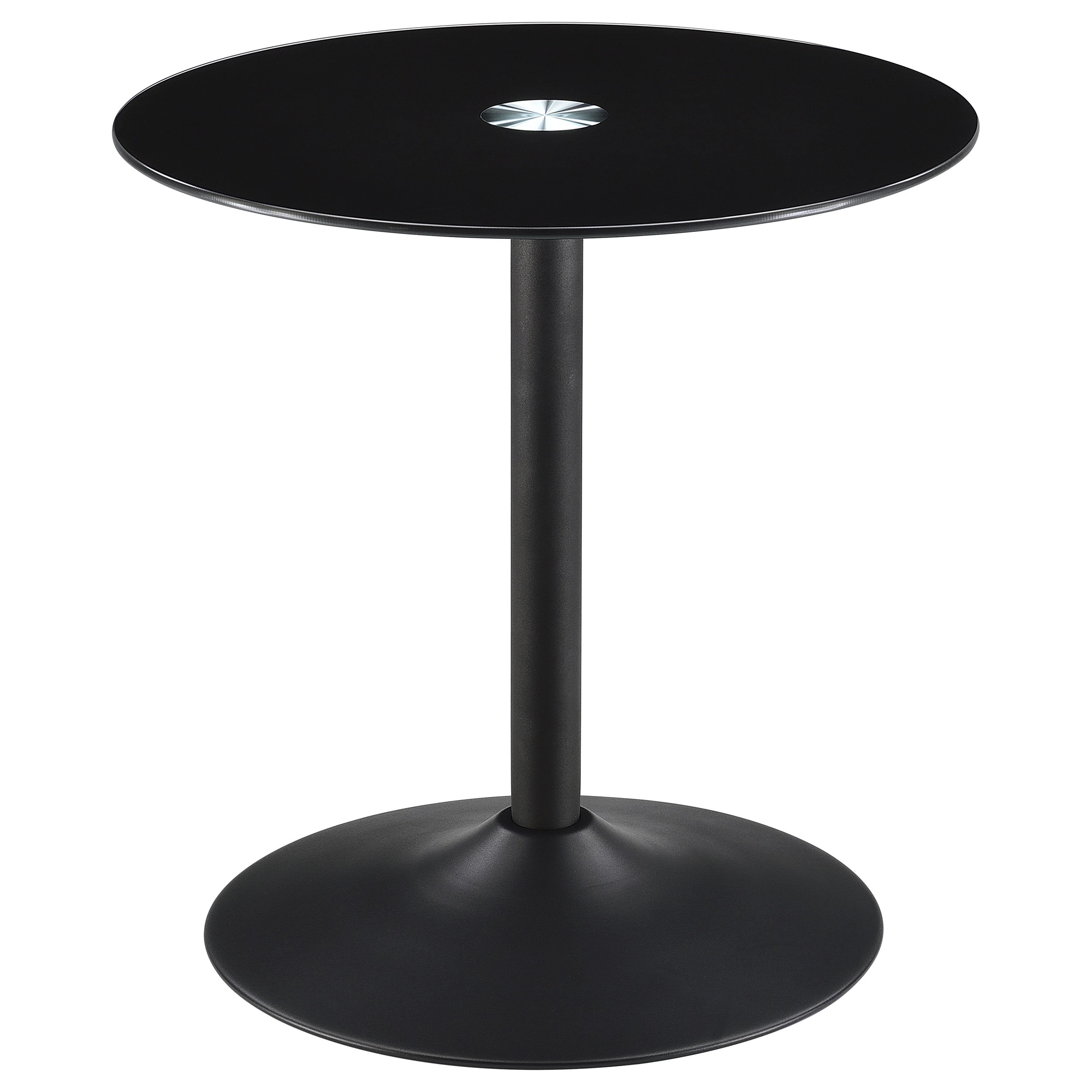 Ganso Round Metal End Table With Tempered Glass Top Black - MyWaynesHome #