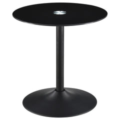 Ganso Round Metal End Table With Tempered Glass Top Black - MyWaynesHome #