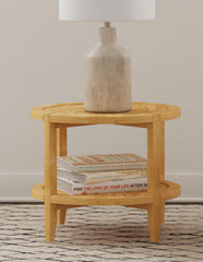 Camillo Round Solid Wood Side End Table Maple Brown - MyWaynesHome #