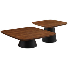 Eason 2-piece Coffee Table Set Walnut And Black - MyWaynesHome #