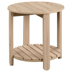 Fowler 1-shelf Round Engineered Wood Side End Table Natural - MyWaynesHome #