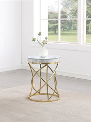 Elise Round Mirror Top Stainless Steel End Table Gold - MyWaynesHome #