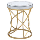 Elise Round Mirror Top Stainless Steel End Table Gold - MyWaynesHome #